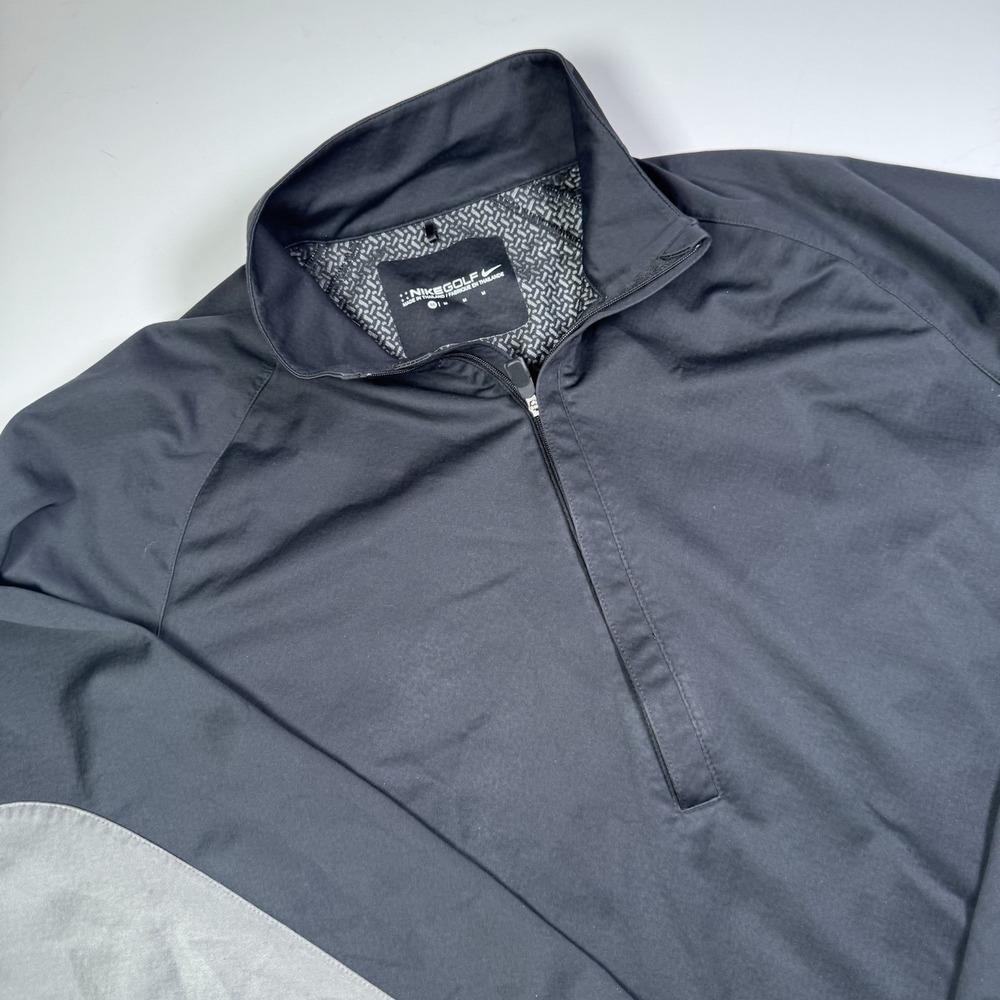 Nike Golf Pullover Mens Med Black Grey 1/4 Zip Windbreaker Jacket Athleisure